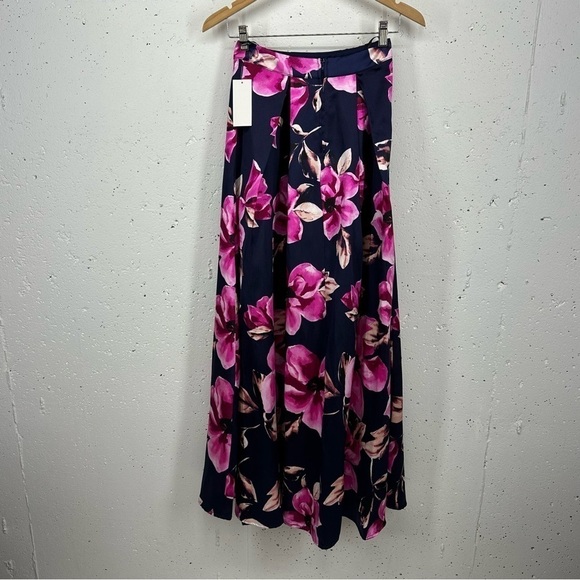 Speechless size 3 Navy Blue & Pink Floral FullMaxi Skirt NEW with tags - Picture 4 of 12